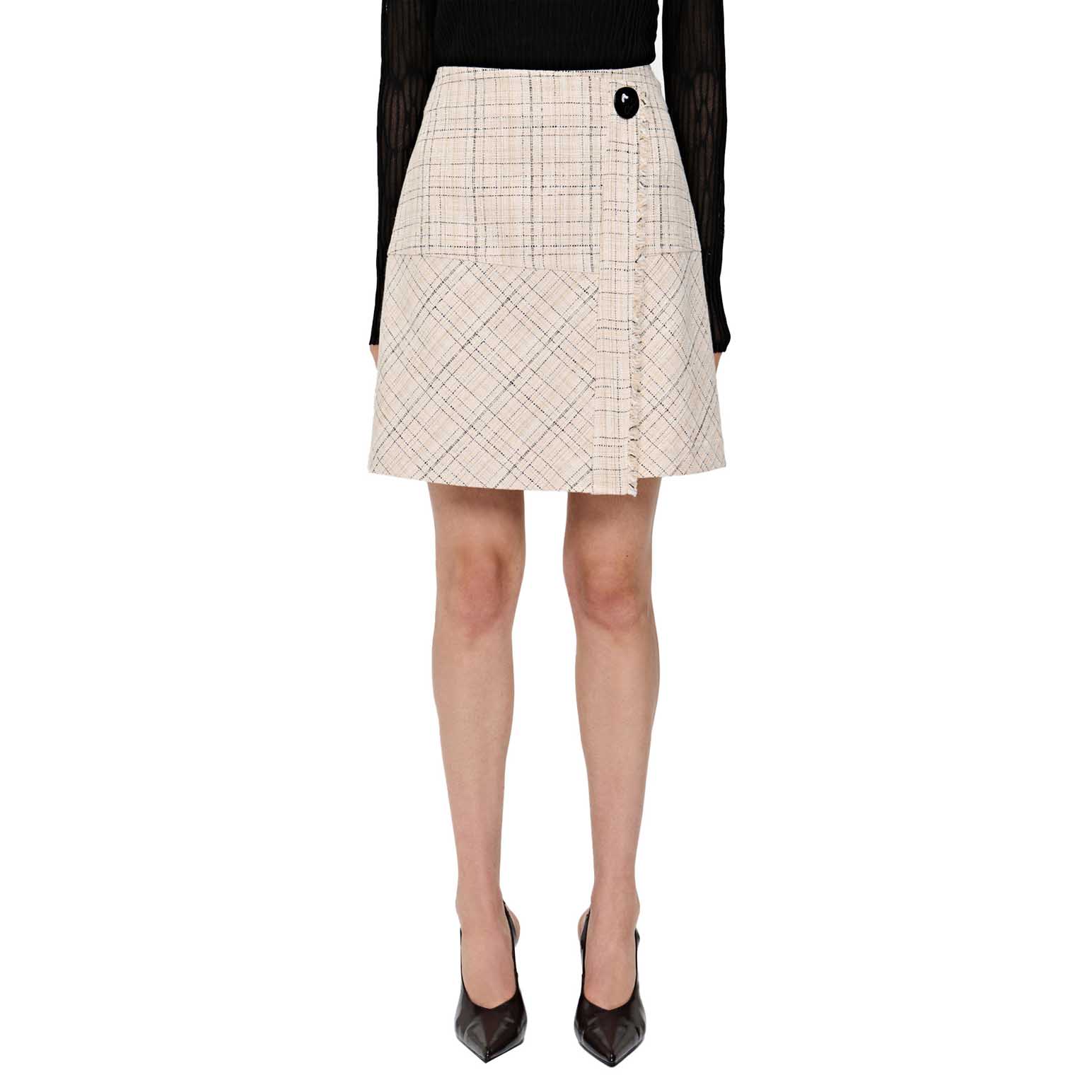 Veronika Maine European Check Tweed Wrap Skirt